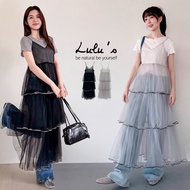 LULUS/Ready Stock/Contrast Color Coke Edge Cake Thin Shoulder Mesh Long Blouse 2 Colors [A03260016] 