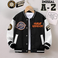 JolaKids Jaket Varsity Baseball Anak Inisial A B C D E F G H I Laki Laki Perempuan Umur 2 - 12 Tahun