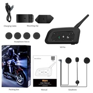 V6 PRO+ Helmet Intercom Bluetooth 6 Riders Waterproof Motorcycle 1500m  V6 PRO+ Helmet Intercom Blue