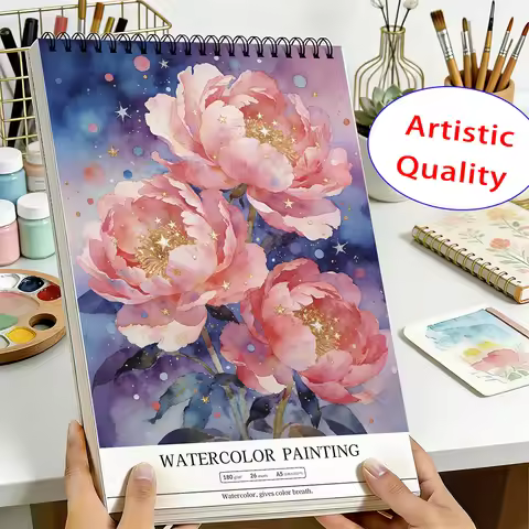 A4 Spiral Bound Watercolor Paper Pad, 180gsm Heavyweight Thick Paper, Tearable Artist Watercolor Not
