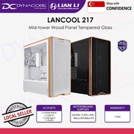 Lian Li LANCOOL 217 Wood Panel Tempered Glass Mid Tower PC Gaming Case - Black / White