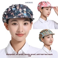 NARCISSUS13A0E Cooking Hat, Dust Proof Flower Printed Chef Hat,  Oil-Resistant Cotton Work Cap Hotel
