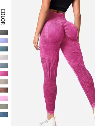Women Leggings Washing Yoga Pants Push Up Fitness Leggings Hip Lift High Waist Scrunch Tights Seamle