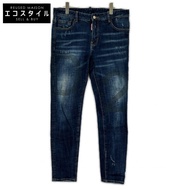 Dsquared2 S74LA0651 靛藍色 D2 印花修身牛仔褲/牛仔褲 32 號 [二手]
