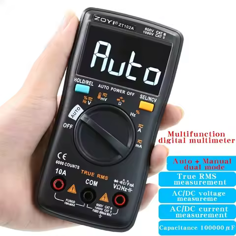 ZOYI ZT-102A Intelligent Electrician Multi meter Household High Precision Digital Mini Anti Burn Ful