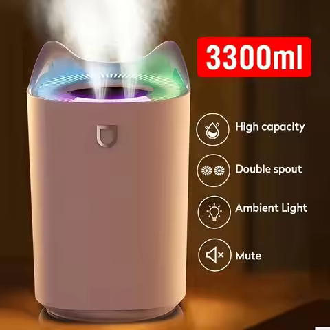 3.3L Large Capacity Double Nozzle LED Light humidifier Ultrasonic 3300ml Essential Oil Diffuser H2o 