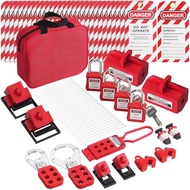 (REJY) Electrical Lockout Tagout Kit 47 PCS Safety LotoKit Circuit Breaker Lockouts for Industrial E