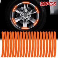 Driving Safety Warning Sticker At Night / Waterproof Durable Car Decal / Car Motorcycle  Exterior Accessories / 20pcs Orange Car Tire Hub Reflective Strip Stickers