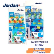 [TKM] Jordan Kids Buddy Toothbrush [ Value Pack 2+1 ](1-4 Years / 5-10 Years)