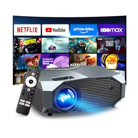 Portable 4K Outdoor Movie Projector with WiFi 6 Bluetooth 5.3 for Netflix Prime Video YouTube HDMI U