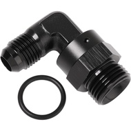 6AN Male Flare to 8AN -8 ORB O-ring Boss 90 Degree Swivel Fitting Adapter Aluminum Black