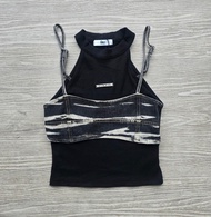 เสื้อครอปแขนกุดแต่ยีนส์สายเดี่ยว สีขาว สีดำ ผ้ายืด สายเดียวผ้ายีนส์ไม่ยืด LT-01 สีขาว LT-02 สีดำ