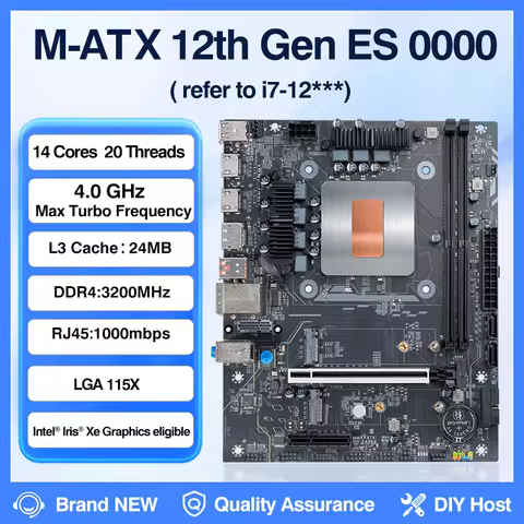 M-ATX 12th Kit i7 ES 0000 14C20T Integrated CPU Motherboard Combo(Refer to i7-12*** Processor)DDR4 P