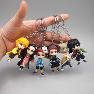 6 Pcsset Cartoon Japan Anime Demon Slayer PVC Keychains Kimetsu No Yaiba Figure Tanjirou Nezuko Pendant Keyrings Figure Toys