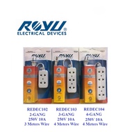 5M/3M/2M ROYU Outlet Socket Plug Extension Outlet Cord Universal 1 Gang/2 Gang/3 Gang