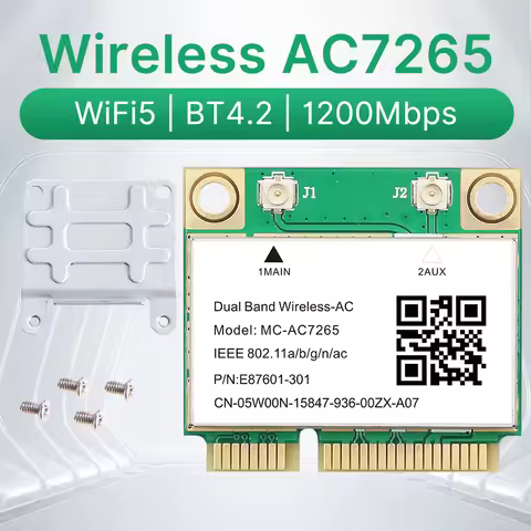 Wifi 5 AC7265 1200Mbps BT4.2 802.11ac Wifi Card Wireless Mini PCI-E Network Adapter 7265 Dual Band 2