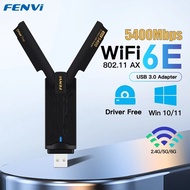 FENVI AX5400 WiFi 6E USB Adapter Dongle Tri Band 2.4G/5G/6GHz USB3.0 WiFi 6 Network Card Antenna