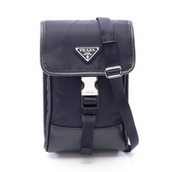 【二手】Prada PRADA 單肩包 TESSUTO + SAFFIAN 2ZH109 海軍藍尼龍 Saffiano 皮革三角形 Logo 手機袋 女款 二手 A