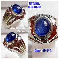 Batu Permata Blue Safir Asli Natural/ Cincin Mewah Alpaka Super