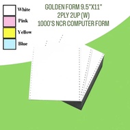 (1BOX) GOLDEN FORM 9.5"X11" 2PLY 2UP [W] 1000'S NCR Computer Form | 电脑纸 X 1BOX
