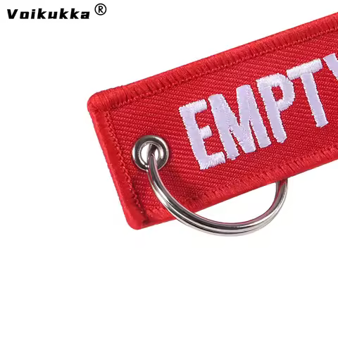 Voikukka Jewelry Text Embroidery EMPTY CHAMBER Red Pendant Tags Keychain Rectangle Key Chains Souven