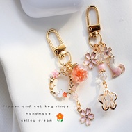 Yellow Dream flower and cat key ring cute key ring cat key ring Korean Key chain