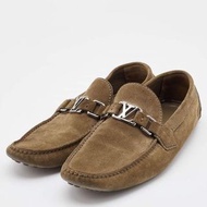 二手SF到付 LV Louis Vuitton Moccasin Loafers Khaki Brown Suede Hockenheim FA 0162 西裝鞋 樂福鞋  男士麂皮便鞋