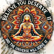 1pc, 8x8 Inch Round Wooden Sign "You Deserve It, The Universe Is At Your Service", Law Of Attraction