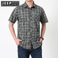 jeep spirit 1941 estd SHIRT Fashion Print Spring/Summer Loose Fashion Shirt Lapel Short Sleeve Overl