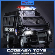CBB 1:24 IVECO Police Car School Bus Ambulance Diecast Car Model Toy Sound Light Pull Back For Kids 