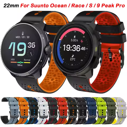 22mm Silicone Watch Strap For Suunto Race / S / Ocean / Vertical Bands Sport Repalcement Wristband F