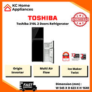 Toshiba 310L 2 Doors Fridge | Pure BIO | Origin Inverter | Multi Air Flow | Ice Maker Twist | GR-RT3