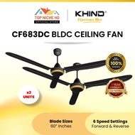 [2 Units] Khind CF683DC BLDC 60" Ceiling Fan Black Kipas Siling Rumah