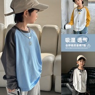 Haima's Children's Clothing 2025 Spring Autumn Boys Pure Cotton Long-Sleeved T-Shirt Fashionable Aut