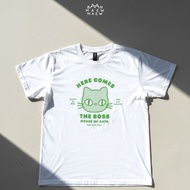 The Boss Cat T-shirt เสื้อยืดผ้าคอตตอนพิมพ์ลายเดอะบอสแคท