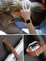 皮革Apple Watch錶帶，適用於Apple Watch錶帶49mm 45mm 44mm 42mm男女，皮革替換錶帶，適用於Apple Watch Ultra2 Ultra Se2 Se系列9 8 7 6 5 4 3 2 1