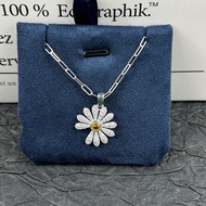 GD GD GD Same Style Small Daisy Necklace Light Luxury Niche 925 Silver Diamond Small Daisy Pendant C