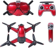 FPV Drone Kit Skin Wrap for DJI Drone Combo FPV Goggles V2 FPV Camera and Transmitter FPV Controller PVC Sticker Decal Set FPV Accessories (Red)