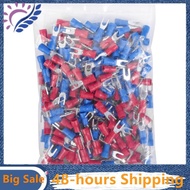 200pcs 16-14 AWG Red Blue Wire Connector Insulated Fork Terminal #4