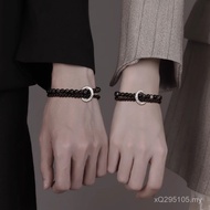 Couple Obsidian Bracelet s999 New Chinese Style Gift Agate Like Fish Water Double Circle Pure Silver