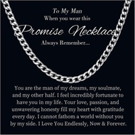 Promise Necklace for Him - Cuban Link Chain for Men, Sentimental Gift for Boyfriend, Birthday Valent