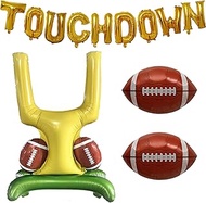 Football Game Balloon Decor Kit - "TOUCHDOWN" Letter Balloons, Football Balloons & Goalpost Mylar Se