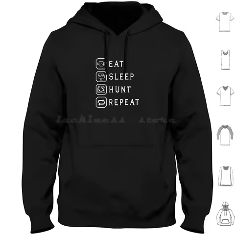 Eat Sleep Hunt Repeat Hoodies Long Sleeve Mhw Monsterhunter Monsterhunterworld Monster Hunter World 