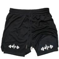 Men's jogging pants, running shorts, 2-in-1 double-layer sports shorts, sportswear, gym fi
