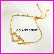 Gelang Serut Wanita Full 2 Love Permata Lapis Emas Aksesoris Fashion