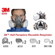 3M 6200 MASK SET/HALF FACE MASK RESPIRATOR + 3M 6001 CARTRIDGE + 3M 501 COVER + 3M 5N11 FILTER(SPRAY