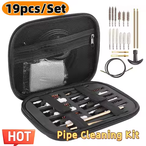 19Pcs/set Gun Barrel Cleaning Kit for Handgun Rifle Pistol Gun Brush Tool for .22/.38/9mm/.40/.45 Ca