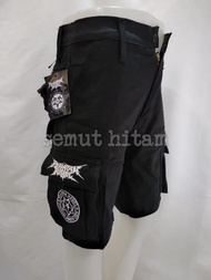 Prapatan Rebel Celana Cargo Pendek Kempol PDL Alpin Hitam Punk Metal PRBL