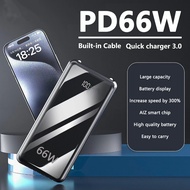 Built-in Cable PD66W Fast Charging Powerbank 100000mah Original Large capacity Power Bank 50000mah