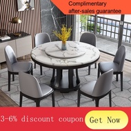 YQ63 Nordic Mild Luxury Marble round Dining Tables and Chairs Set Household Solid Wood Dining Table Modern Minimalist Ro